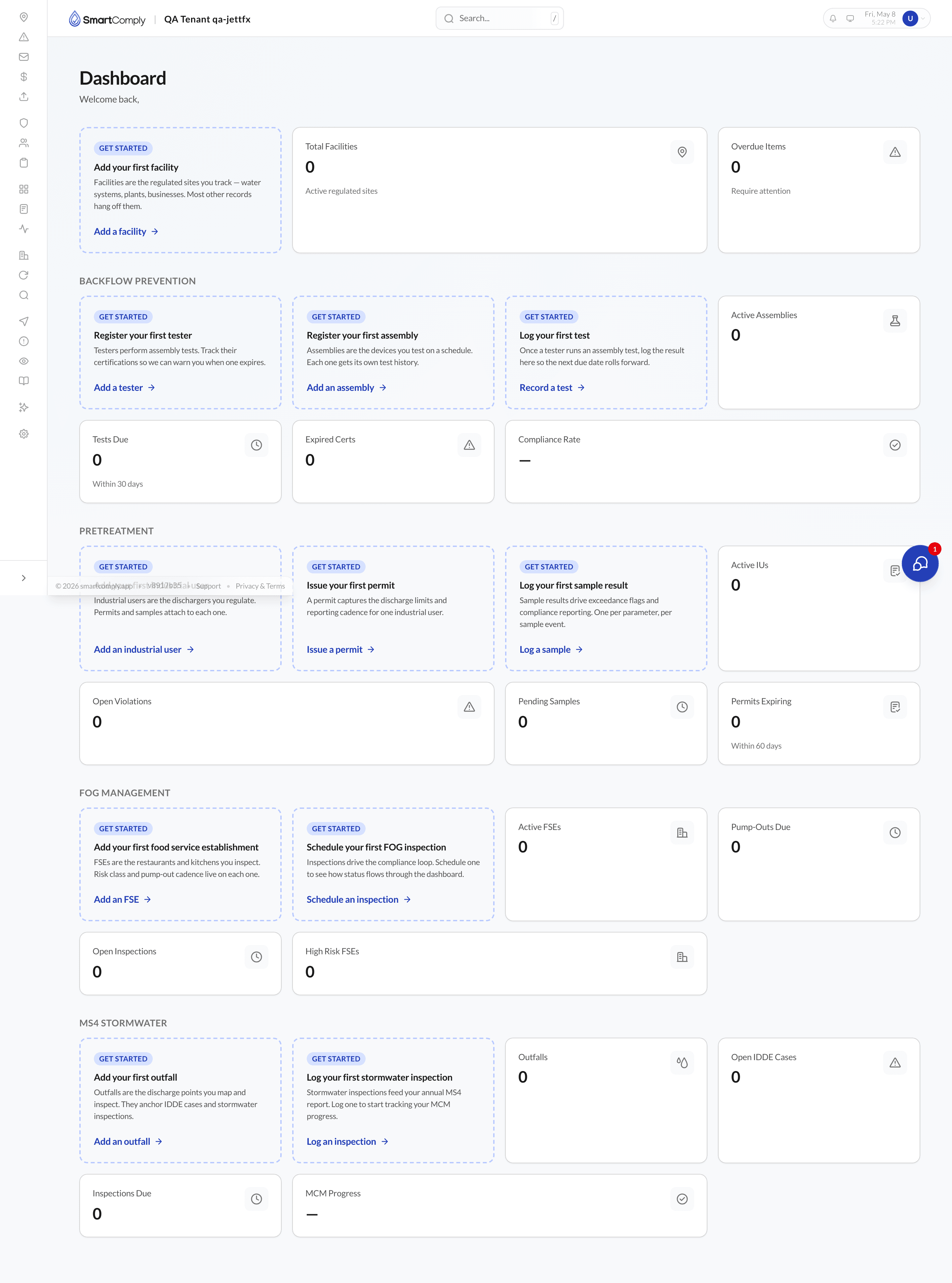 SmartComply program dashboard